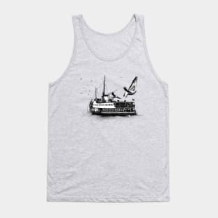 Boat and seagulls Charcoal Tank Top